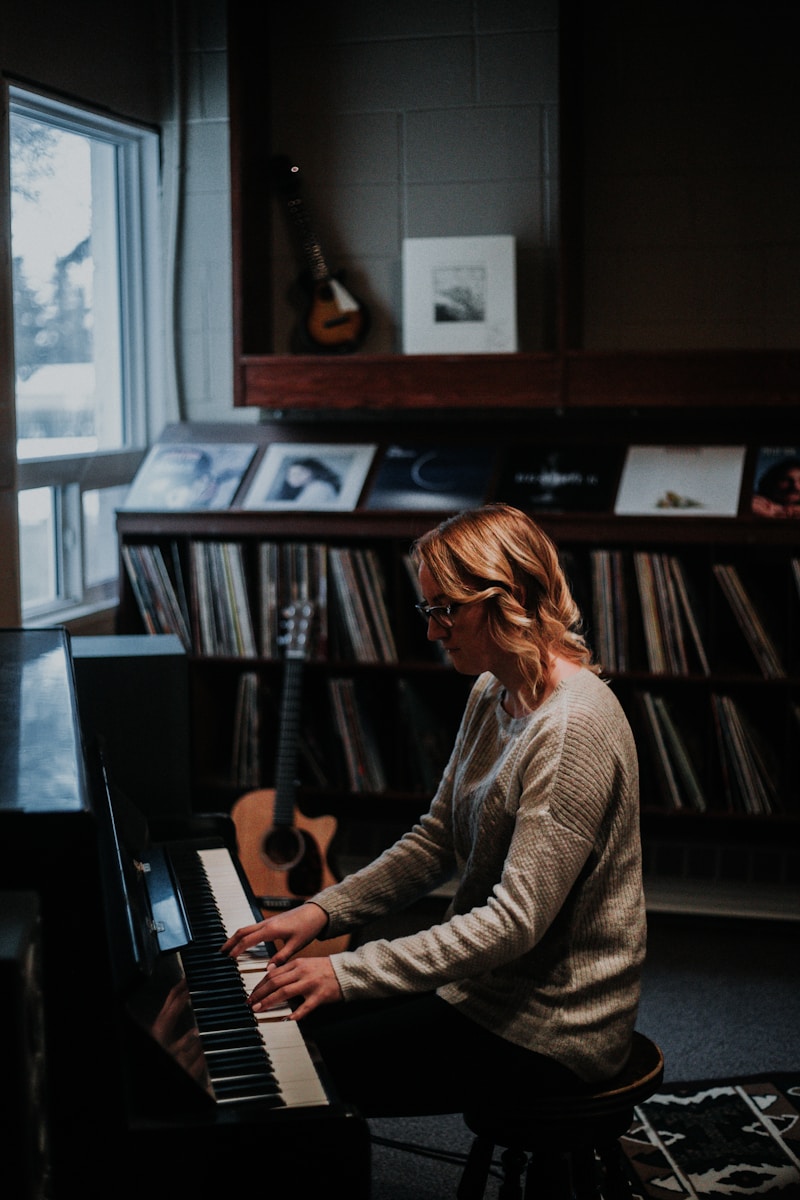 Pianist teaching with focus and care